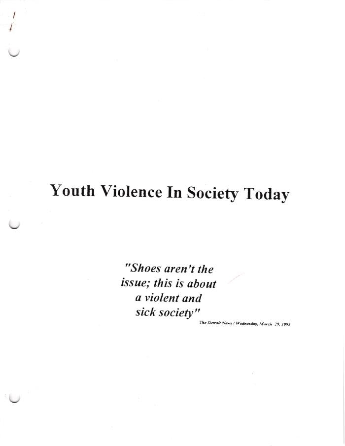 Youth Violence In Society Today